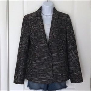 Lucky Brand black blazer w/ white and silver lurex
